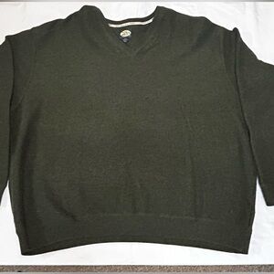 Vintage Tommy Bahama Sweater Mens XXL Avocado Cotton Knitted V Neck Pullover.